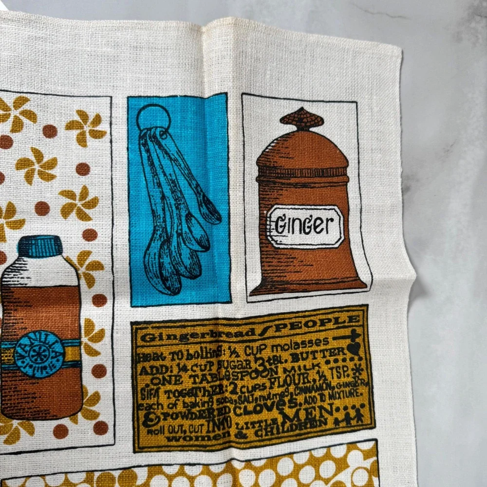 Sandy Parsons Vintage Gingerbread Tea Towel Baking Retro Kitchen Cookies Kitschy